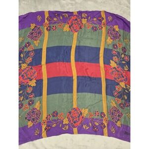 Kasper Silk Scarf Square Floral Plaid Gorgeous Old Money Classy 30x30